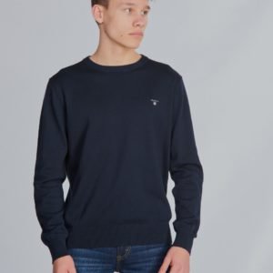 Gant Lt Wt Cotton Crew Neule Sininen