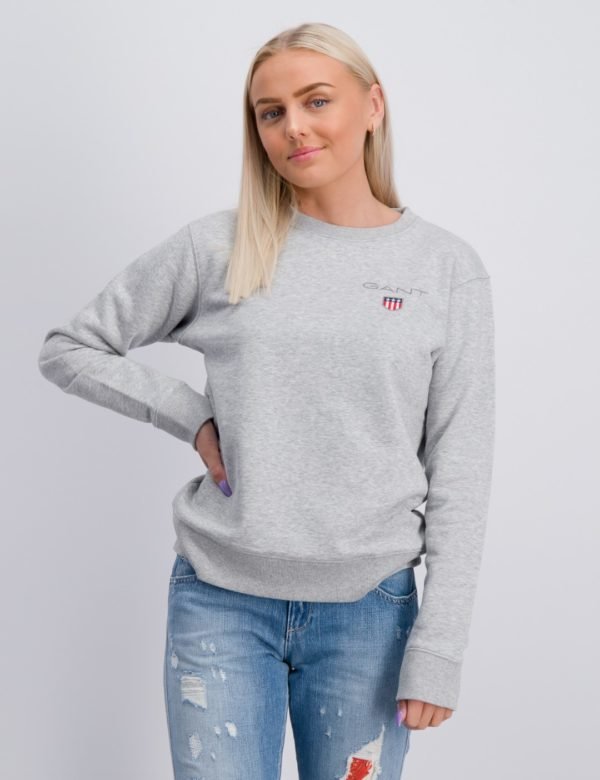 Gant Medium Shield Sweat C Neck Neule Harmaa