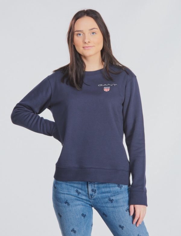 Gant Medium Shield Sweat C Neck Neule Sininen