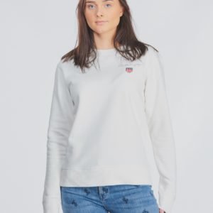 Gant Medium Shield Sweat C Neck Neule Valkoinen