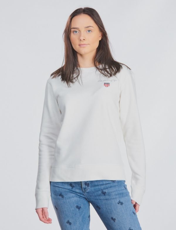 Gant Medium Shield Sweat C Neck Neule Valkoinen