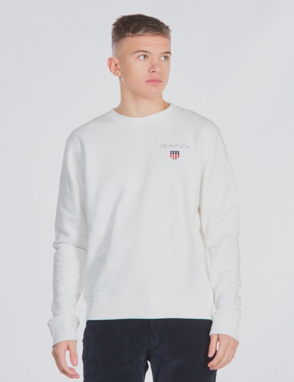 Gant Medium Shield Sweat C Neck Neule Valkoinen