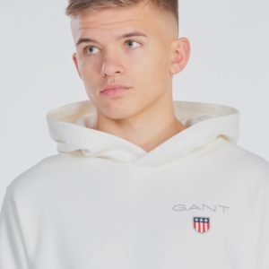 Gant Medium Shield Sweat Hoodie Huppari Valkoinen