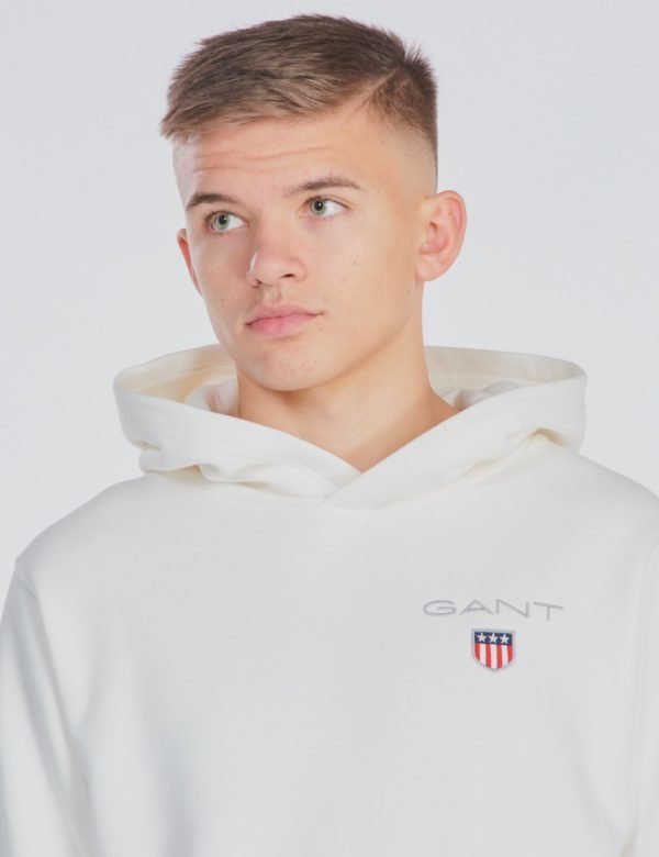 Gant Medium Shield Sweat Hoodie Huppari Valkoinen