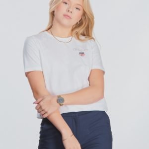 Gant Medium Shield T Shirt T-Paita Valkoinen