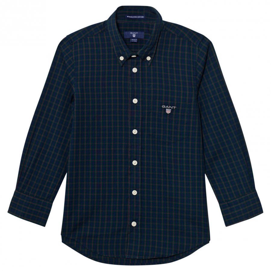 Gant Navy And Green Check Shirt Kauluspaita