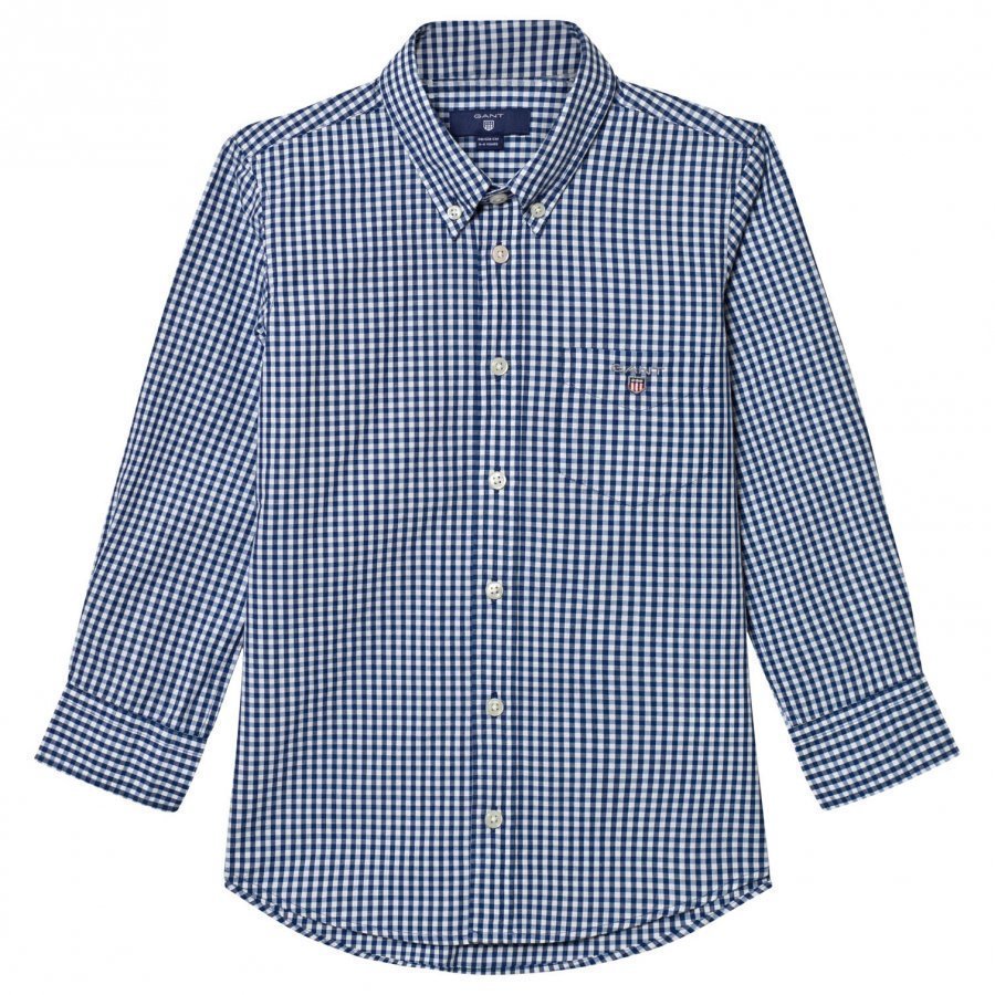 Gant Navy And White Gingham Shirt Kauluspaita