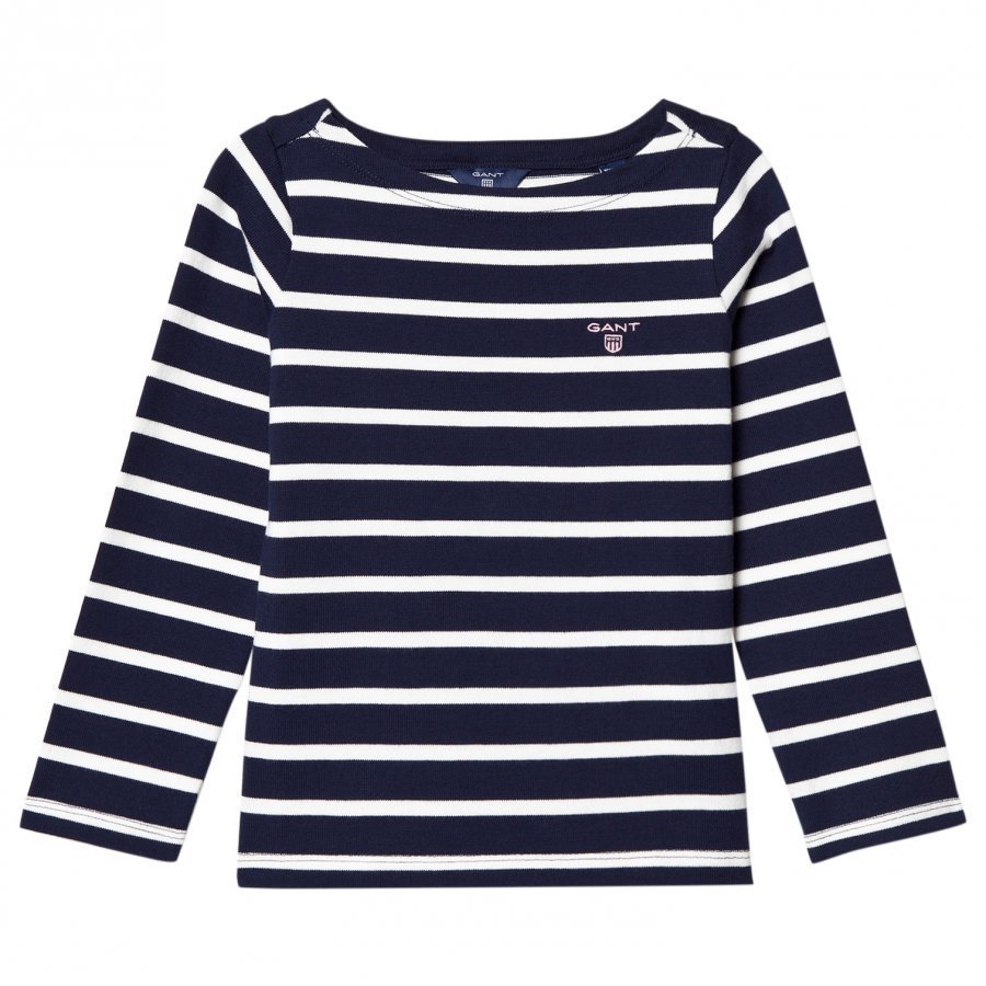 Gant Navy And White Stripe Boat Neck Jumper Paita