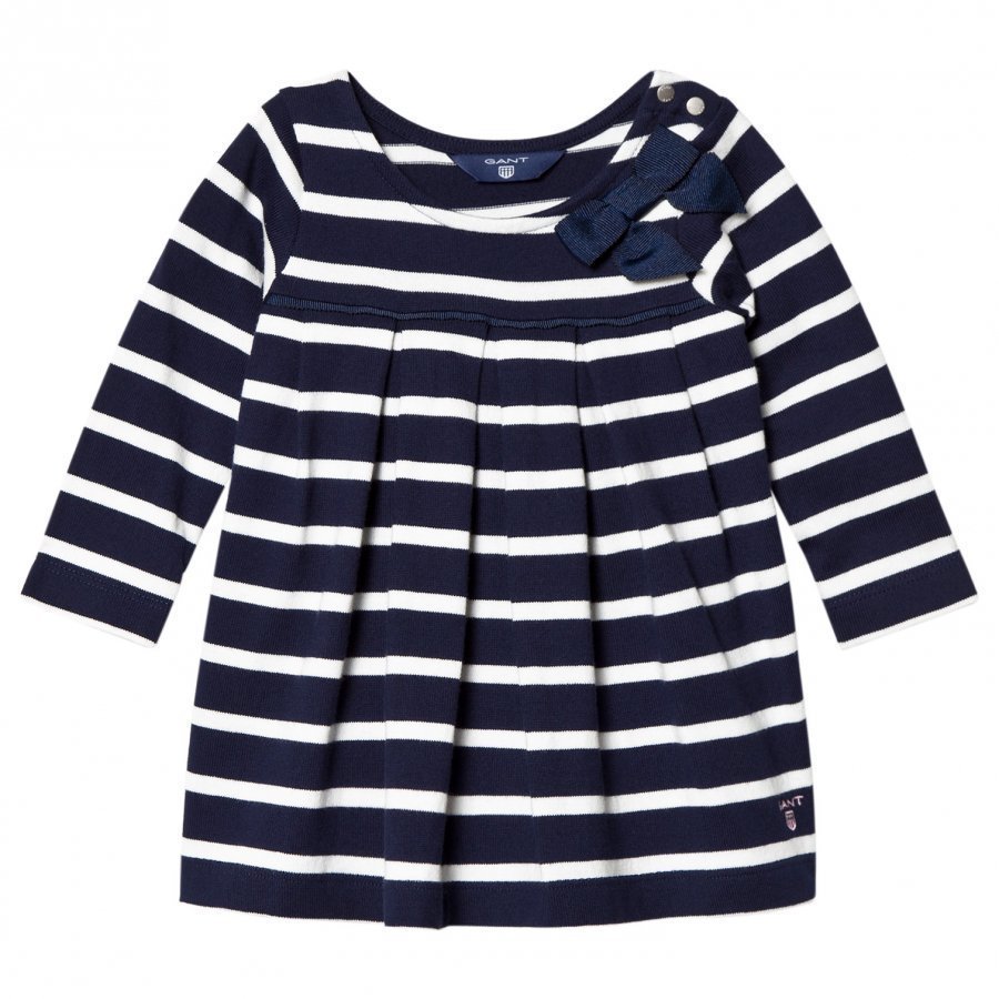 Gant Navy And White Stripe Jersey Dress With Bow Mekko