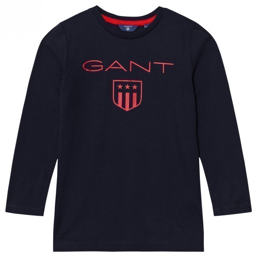Gant Navy Classic Shield Logo Long Sleeve Tee T-Paita