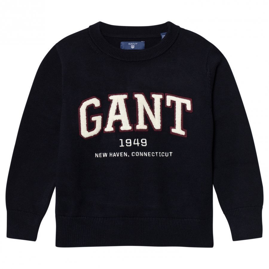 Gant Navy Melange Terry Logo Knit Jumper Paita