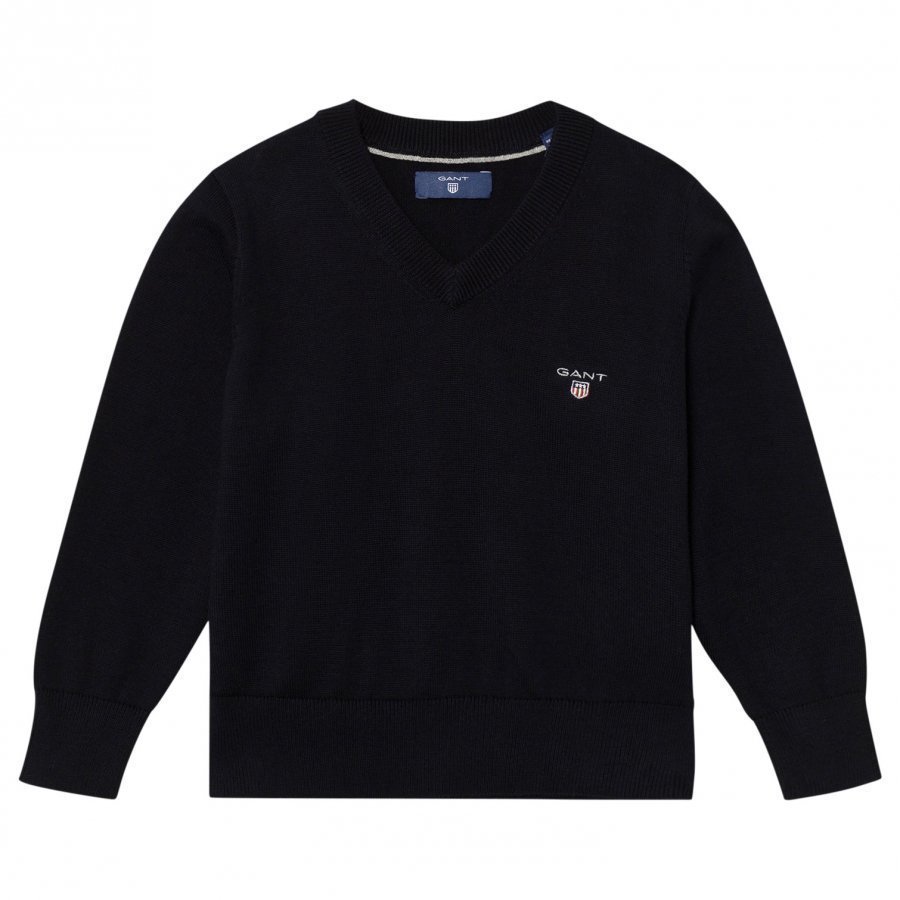 Gant Navy V Neck Cotton Jumper Paita