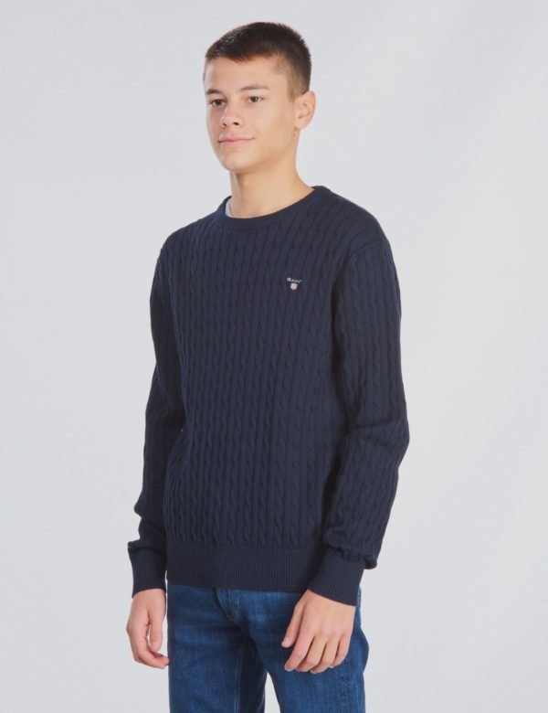 Gant O. Cotton Cable Crew Neule Sininen