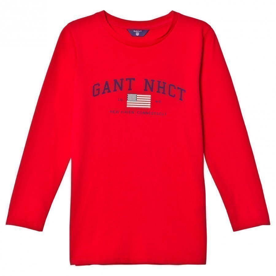 Gant Red Nhct Logo Long Sleeve Tee T-Paita