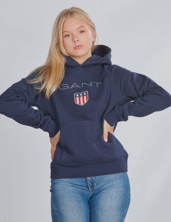 Gant Shield Logo Hoodie Huppari Sininen