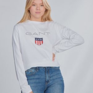 Gant Shield Logo Long Sleeve Paita Valkoinen