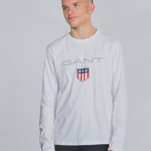 Gant Shield Logo Long Sleeve Paita Valkoinen