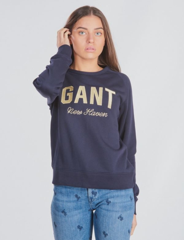 Gant Shiny Gant C Neck Sweat Neule Sininen