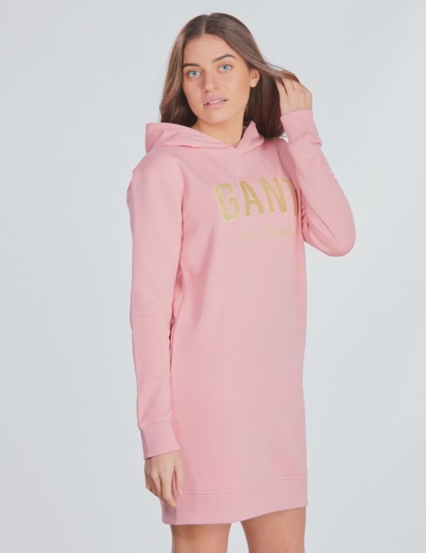 Gant Shiny Gant Hoodie Dress Mekko Vaaleanpunainen