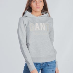 Gant Shiny Gant Sweat Hoodie Huppari Harmaa