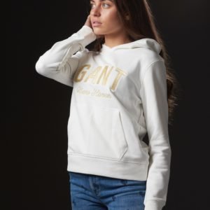 Gant Shiny Gant Sweat Hoodie Huppari Valkoinen