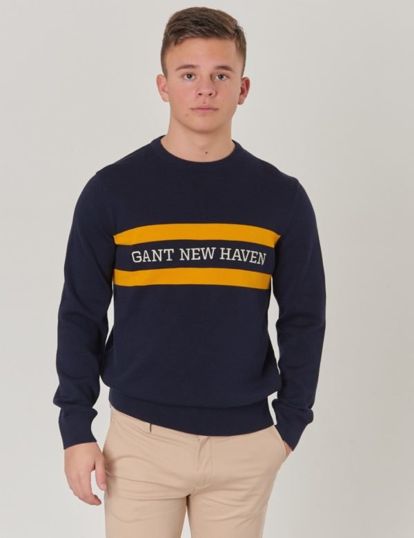 Gant Tb. Chest Stripe Crew Neule Sininen