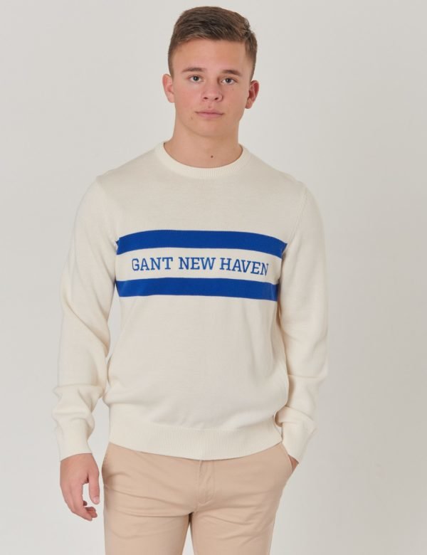 Gant Tb. Chest Stripe Crew Neule Valkoinen