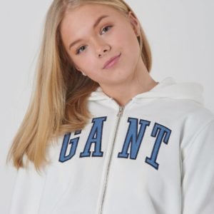 Gant Tb Gant Full Zip Sweat Hoodie Huppari Valkoinen