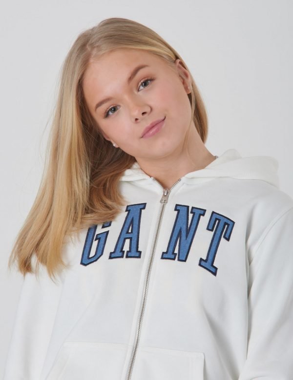 Gant Tb Gant Full Zip Sweat Hoodie Huppari Valkoinen