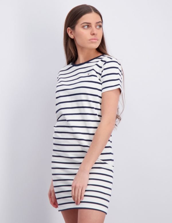 Gant Tg Breton Striped Jersey Dress Mekko Valkoinen