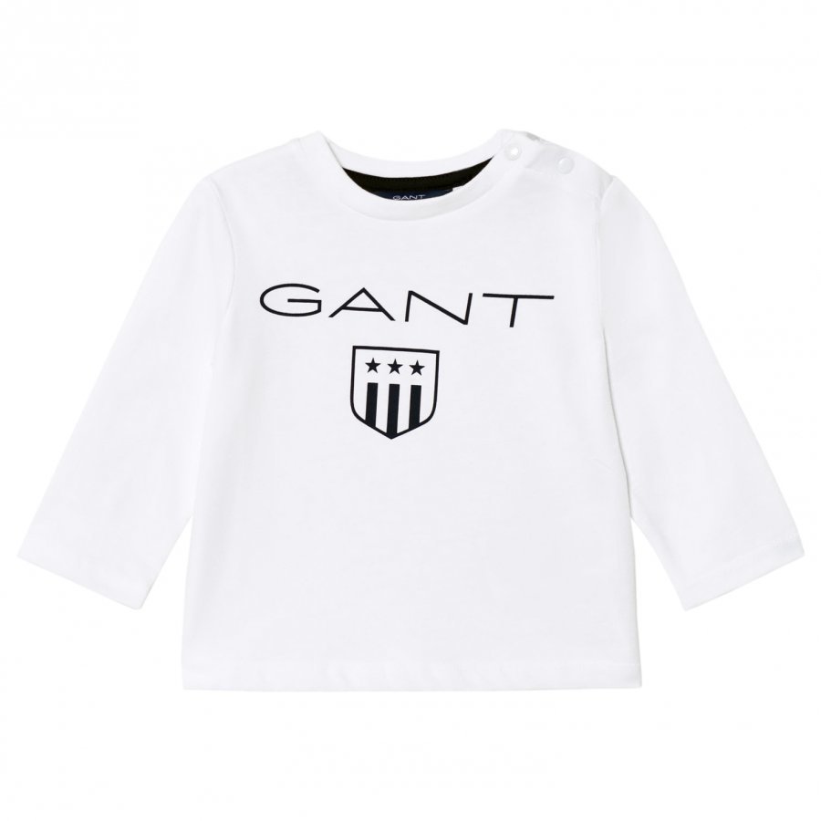 Gant White Shield Long Sleeve Tee T-Paita