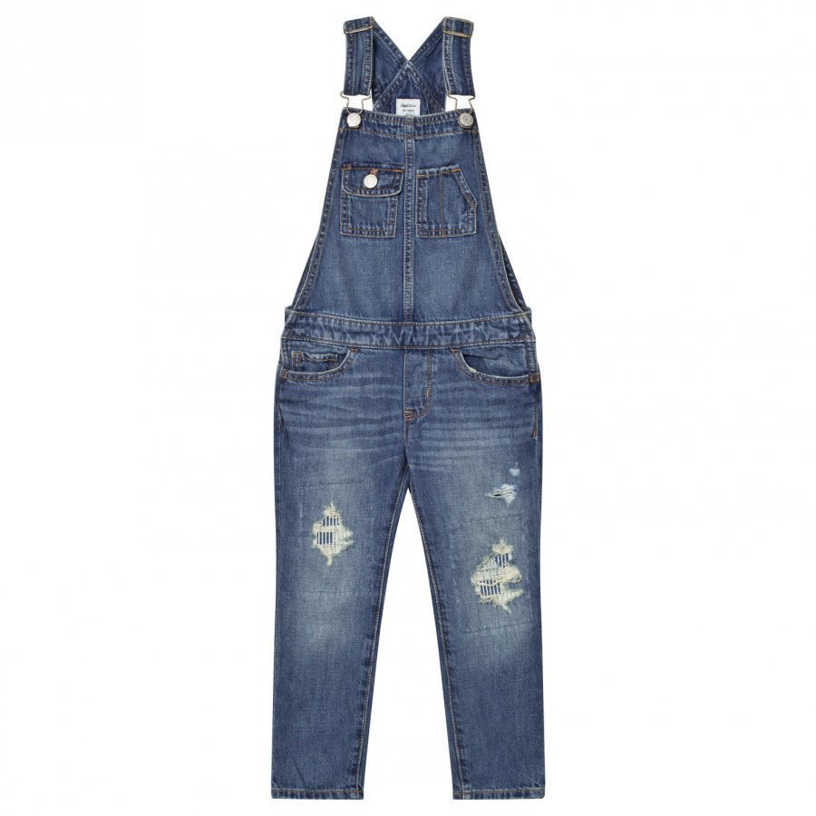 Gap 1969 Rip & Repair Overalls Medium Wash Lappuhaalari