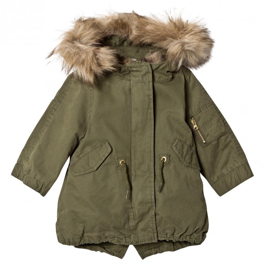 Gap 3in1 Fur Parka Army Jacket Green Parkatakki