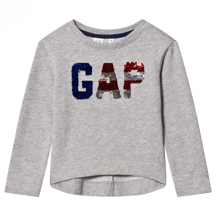 Gap Americana Flippy Sequin Sweatshirt Grey Heather T-Paita