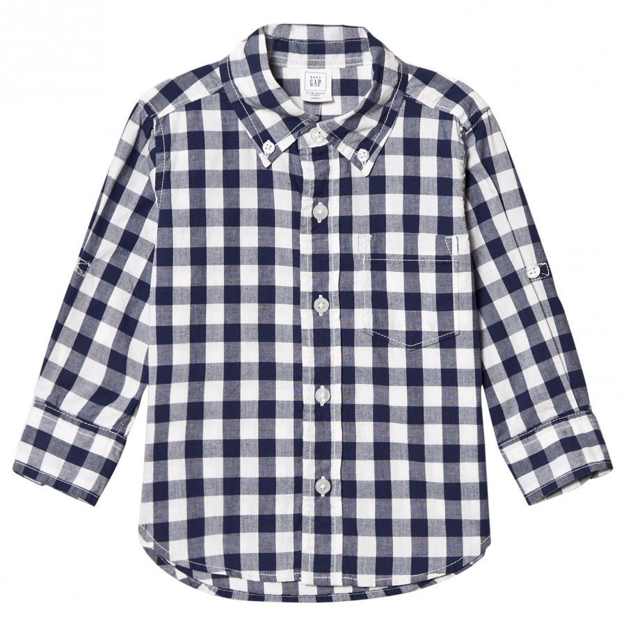 Gap Check Poplin Convertible Shirt New Zephyr Blue Pitkähihainen T-Paita