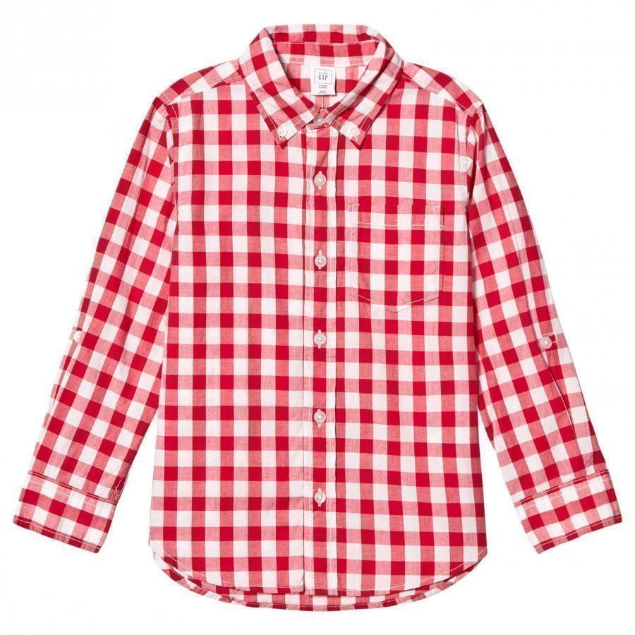 Gap Check Poplin Convertible Shirt Pepper Red Pitkähihainen T-Paita