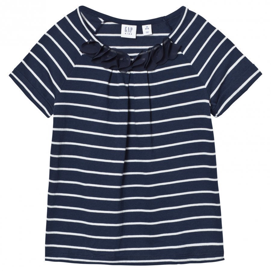 Gap Chiffon Applique Stripe Tee Blue Galaxy T-Paita