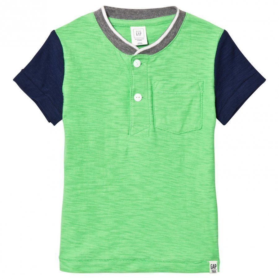 Gap Colorblock Pocket Slub Henley Cabo Green Pitkähihainen T-Paita