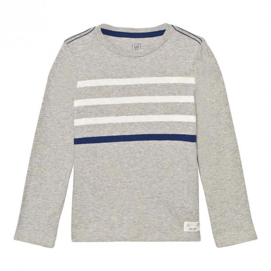 Gap Contrast Stripes Long Sleeve Slub Tee Heather Grey Pitkähihainen T-Paita