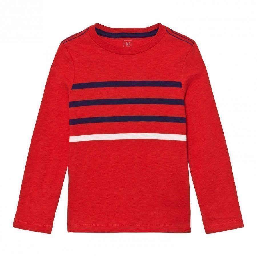 Gap Contrast Stripes Long Sleeve Slub Tee Pure Red Pitkähihainen T-Paita