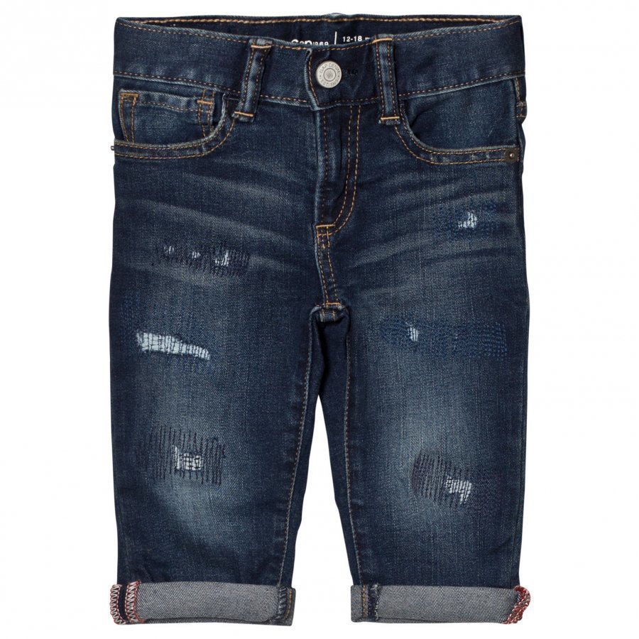 Gap Dk Dstry Slim Dark Indigo Distressed Farkut