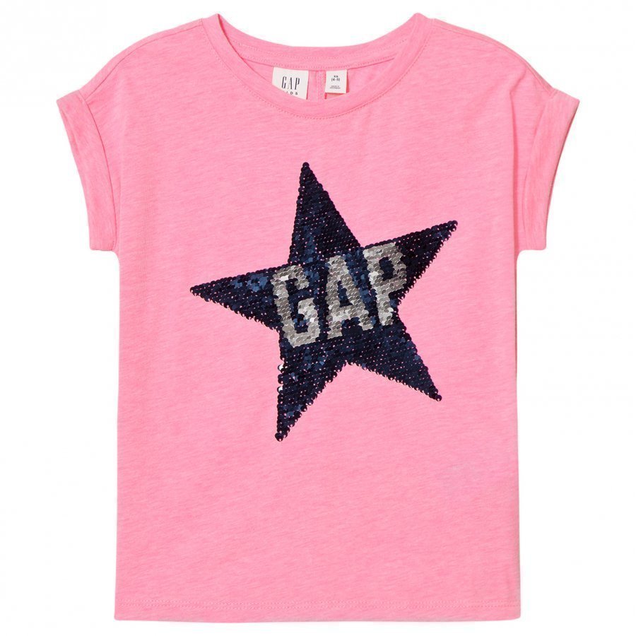 Gap Embellished Logo Tee Neon Light Pink T-Paita