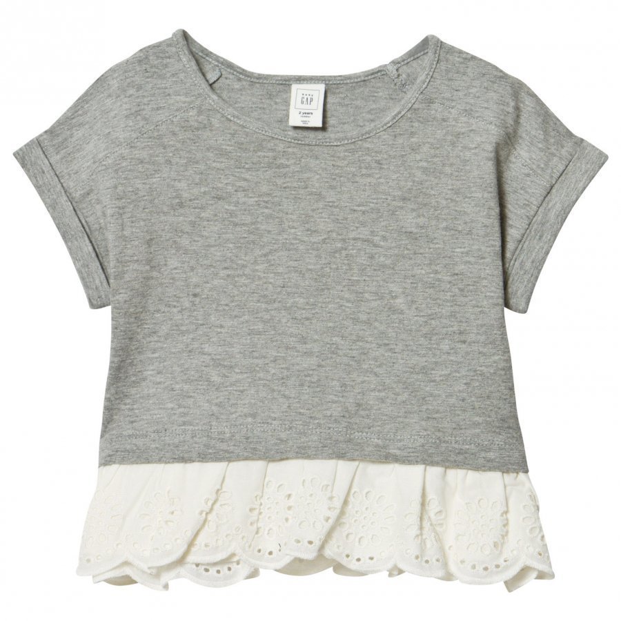 Gap Eyelet Peplum Top Grey Heather T-Paita