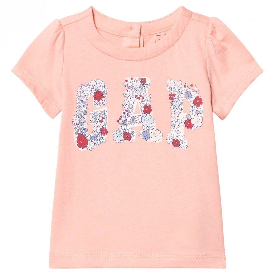 Gap Floral Logo Short Sleeve Tee Creamy Coral T-Paita