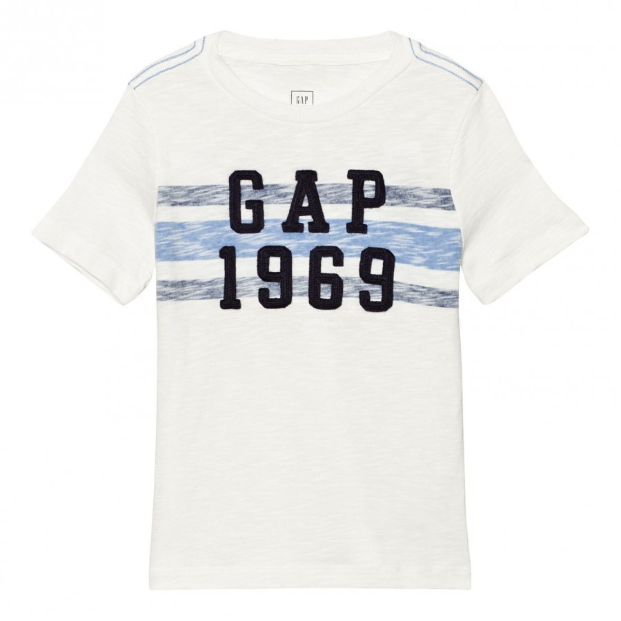 Gap Logo Chest Stripe Tee New Off White 2 T-Paita