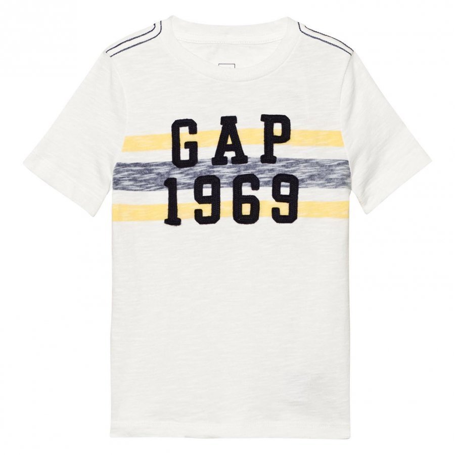 Gap Logo Chest Stripe Tee New Off White T-Paita