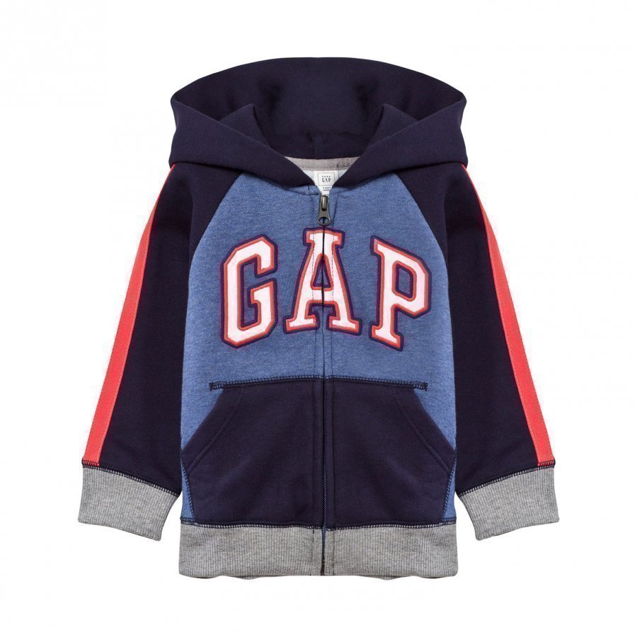 Gap Logo Colorblock Zip Hoodie Blue Heather Huppari