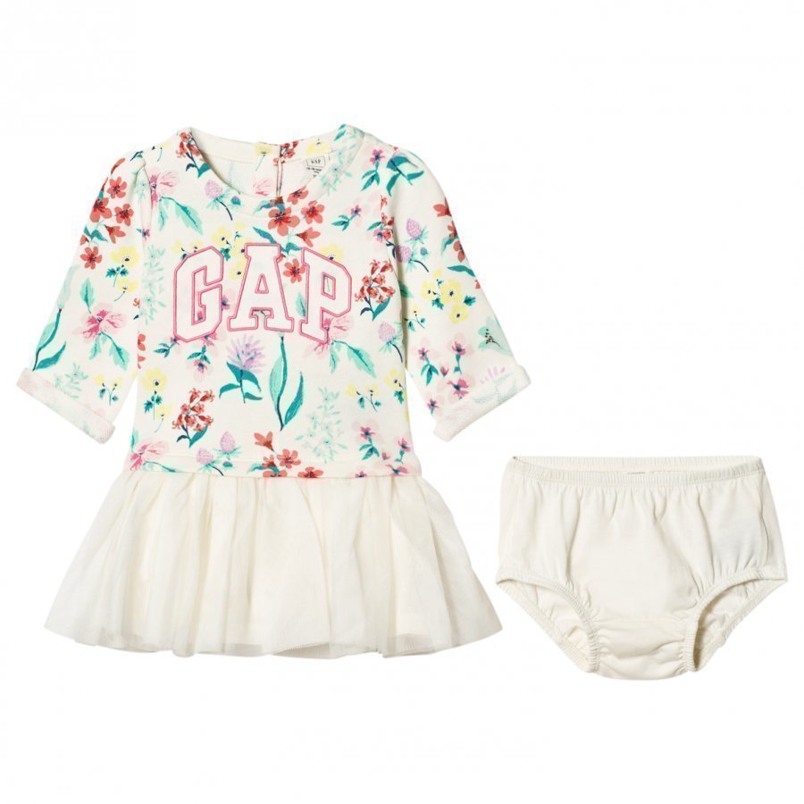 Gap Logo Floral Tutu Dress Ivory Frost Mekko