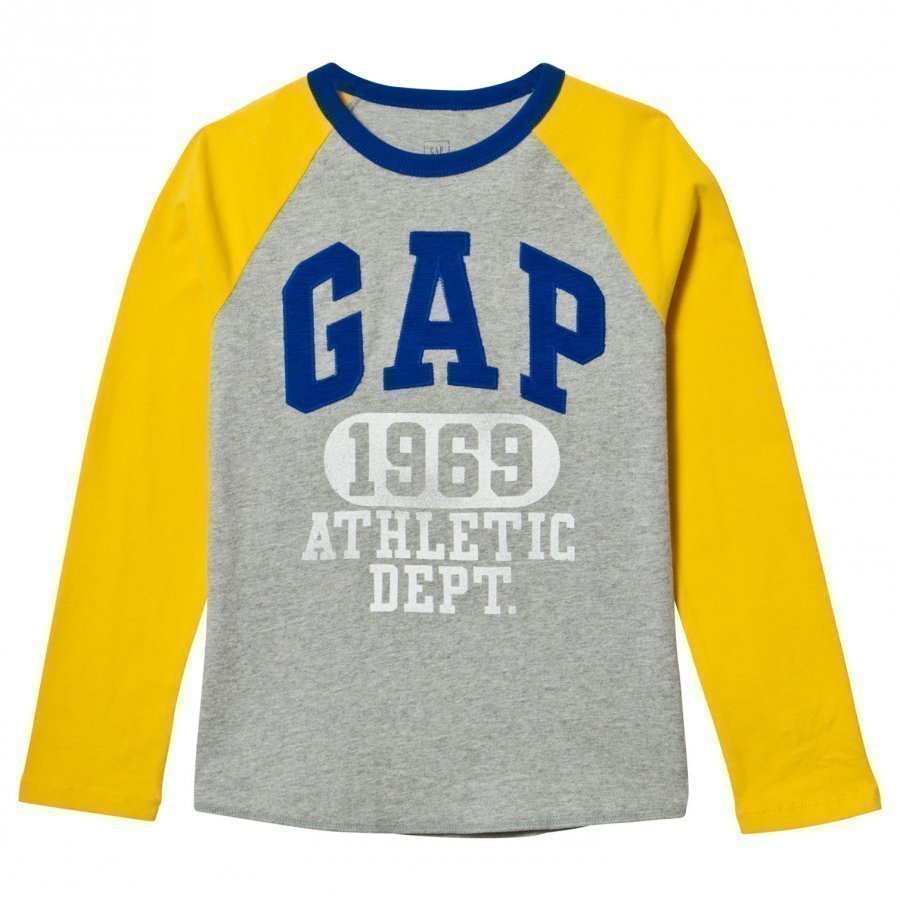 Gap Logo Graphic Baseball Tee Grey Heather Pitkähihainen T-Paita
