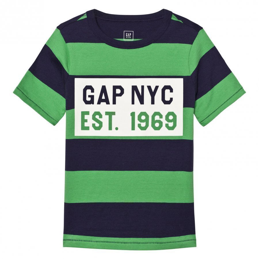 Gap Logo Stripe Short Sleeve Tee Parrot Green T-Paita